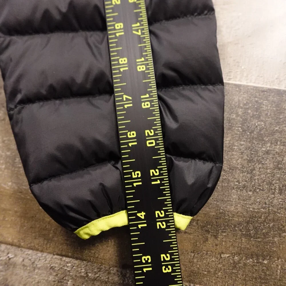 Eddie Bauer Kids Hooded‎ Down Puffer Jacket Large (14/16) Black Neon Trim